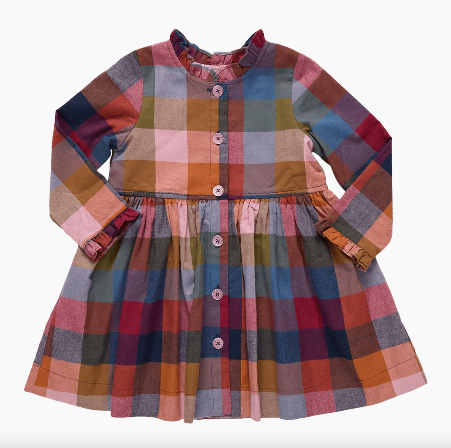 Pink Chicken Girls Autumn Dress - Harvest Check