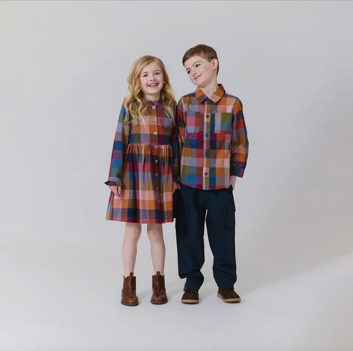 Pink Chicken Boys Jack Shirt - Harvest Check