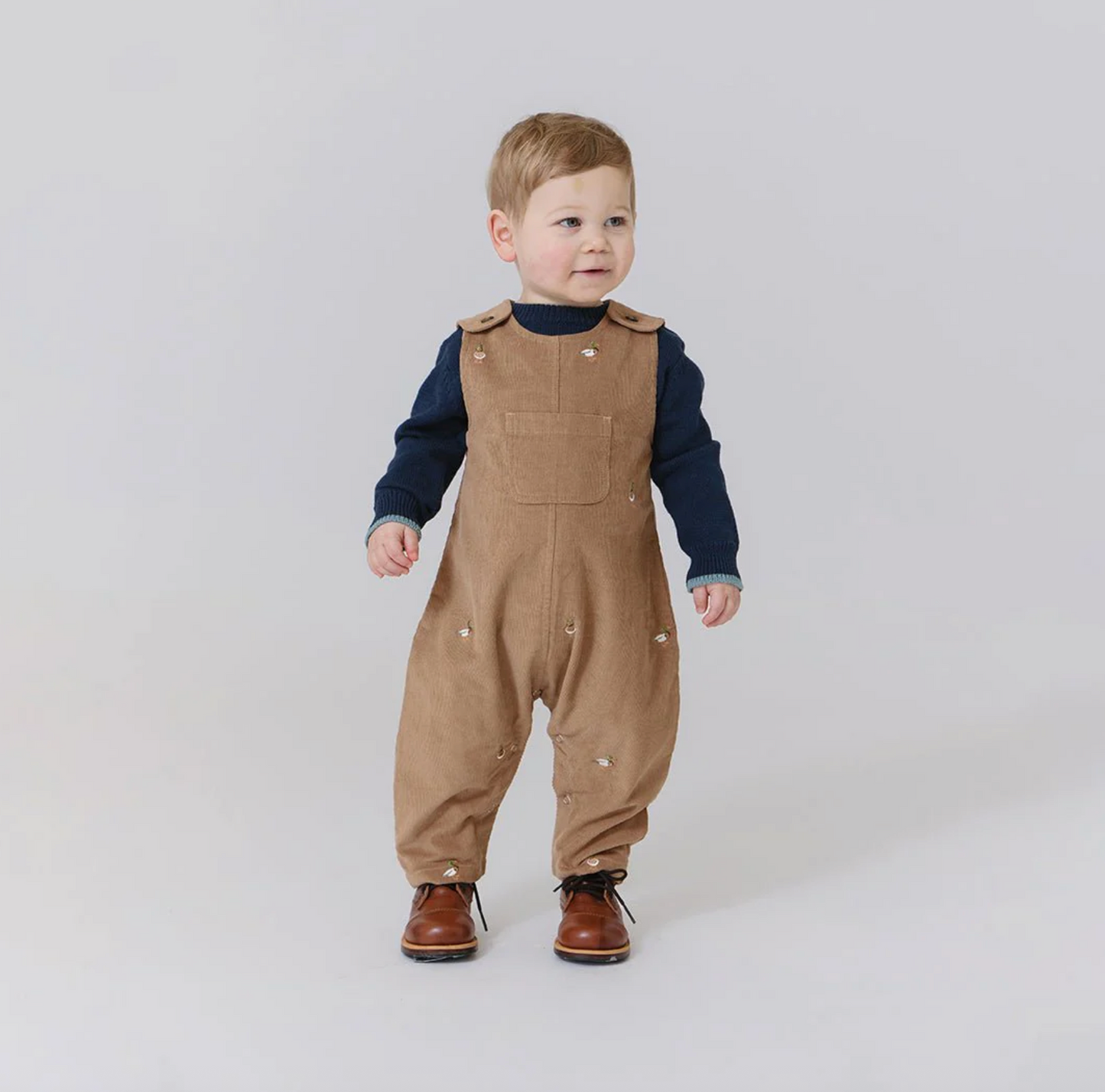 Pink Chicken Baby Boys Noah Jumper - Mallard Embroidery