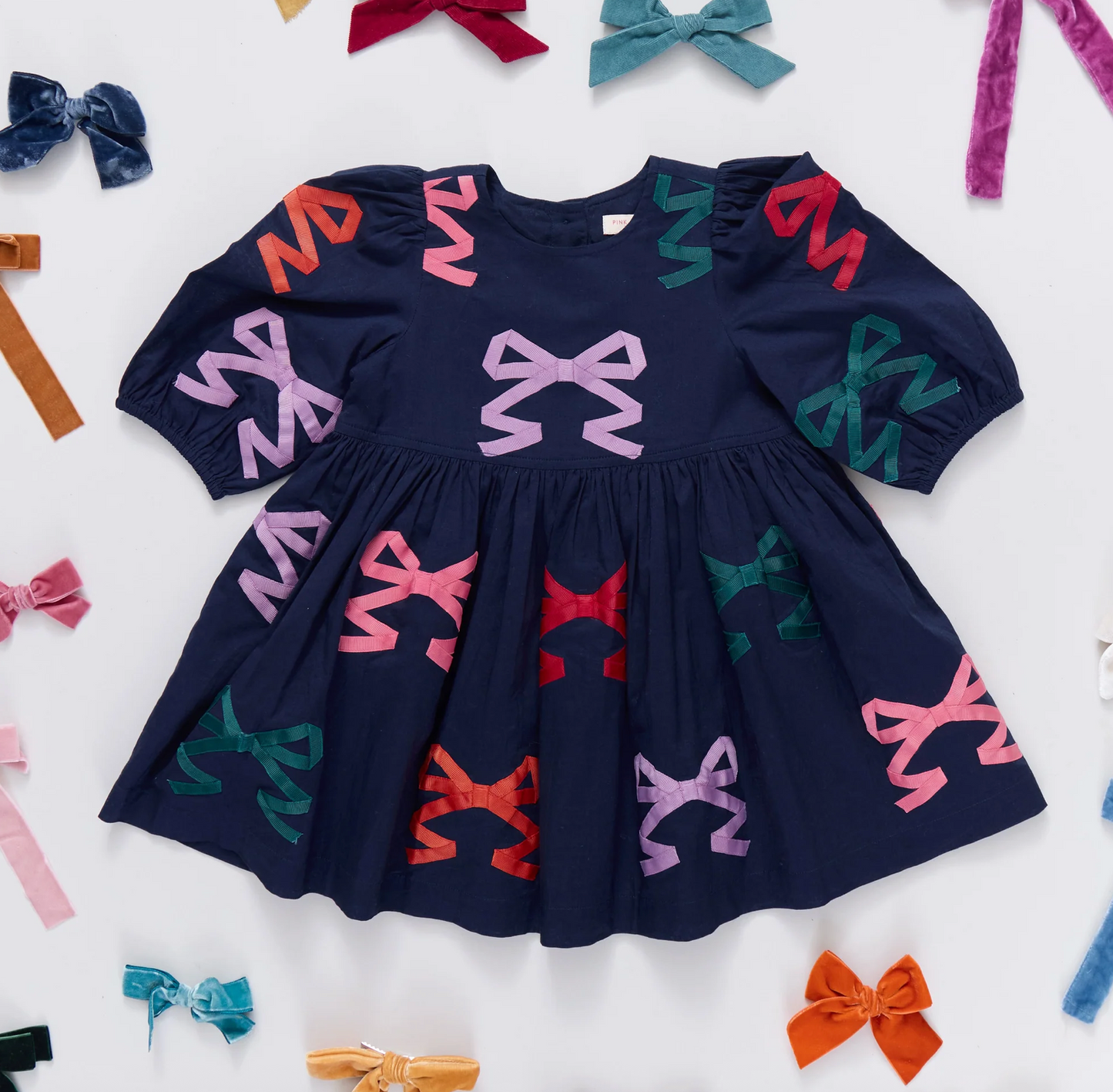 Pink Chicken Girls Brooke Dress - Multi Bow Appliqué