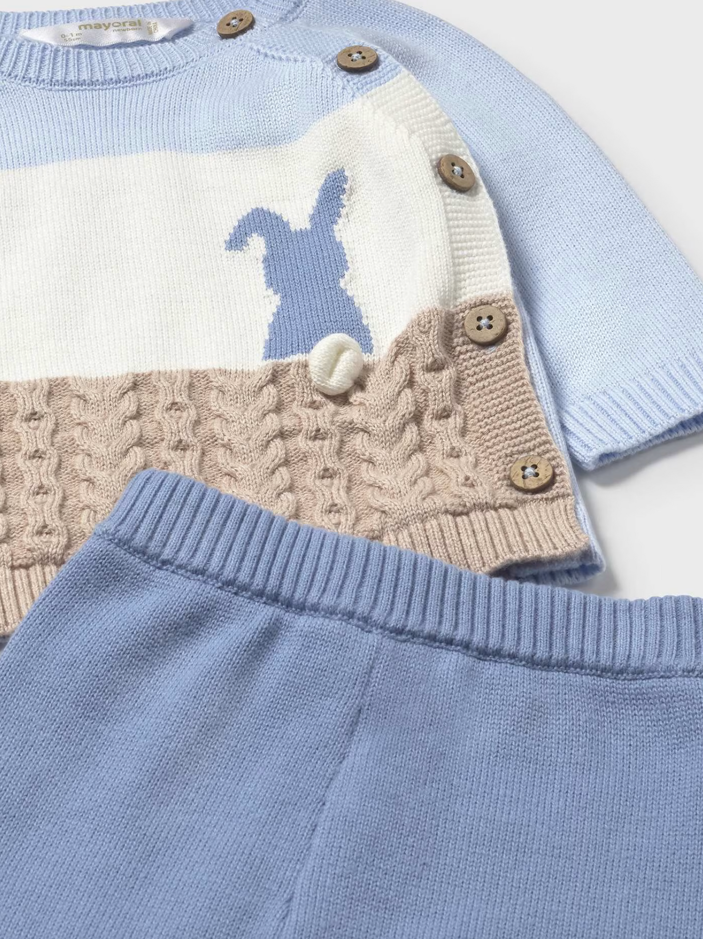 Baby Boy Knit Pants and Sweatshirt Set - Cloud