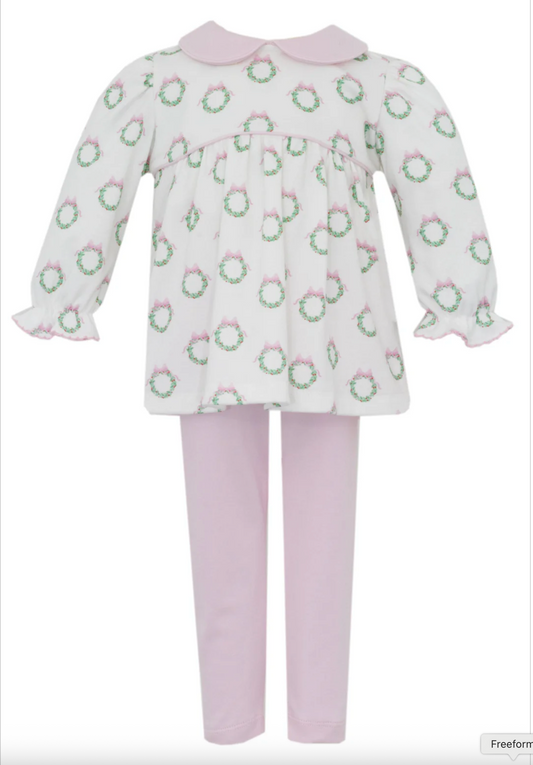 Holiday Pink Wreath Tunic Set