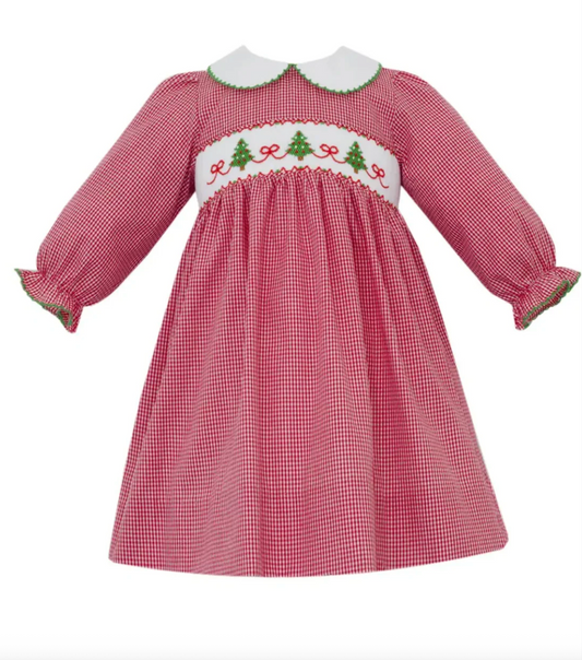 Christmas Tree With Bows Red Gingham Dress