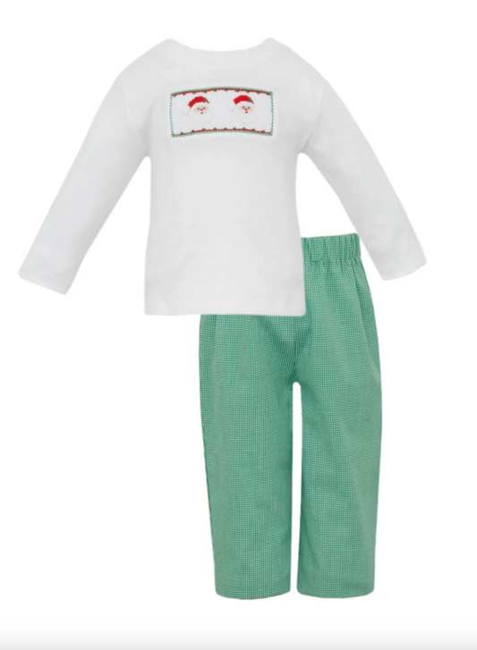 Smocked Santa Face Pant Set