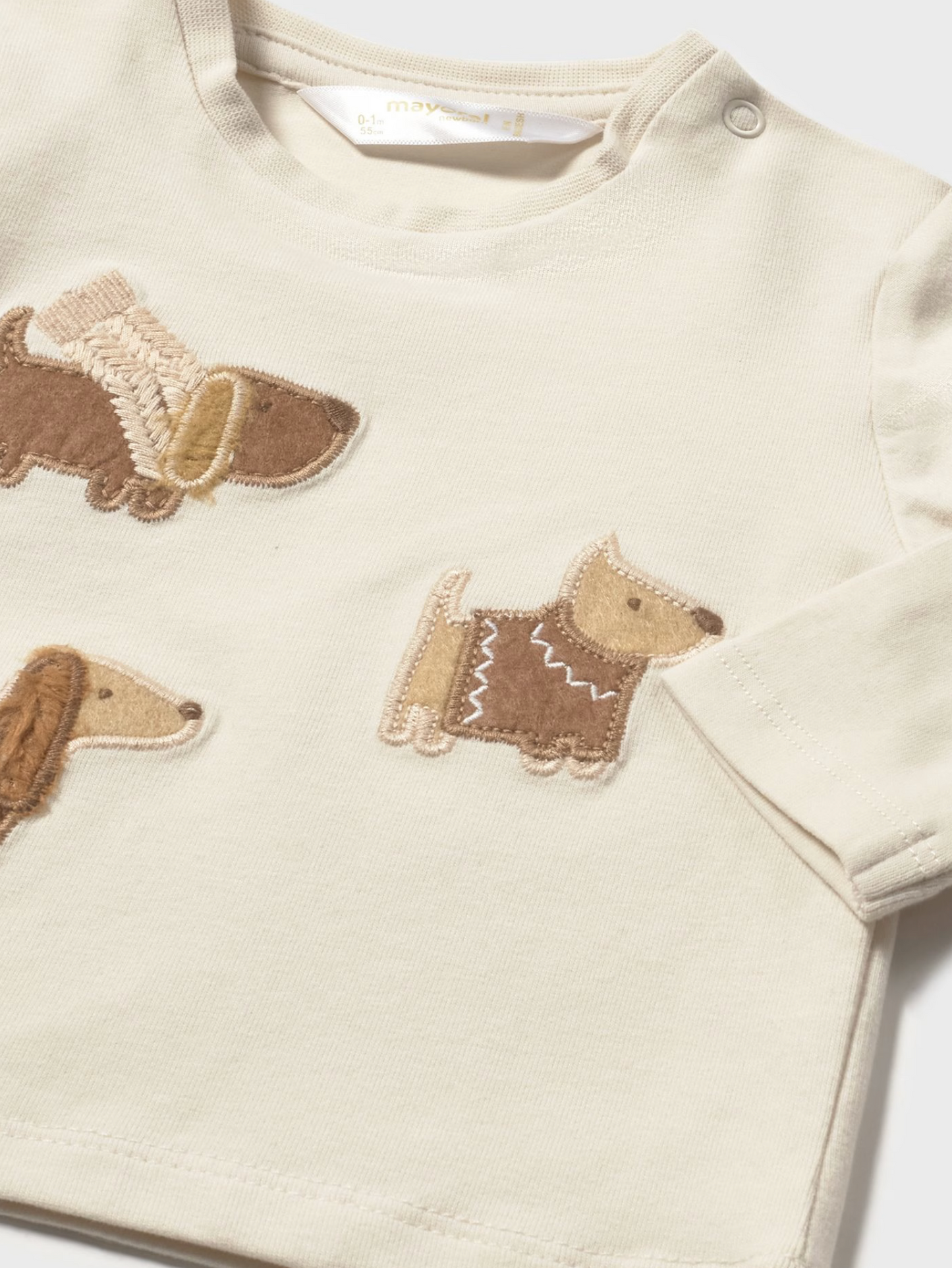 Winter Puppy Beige Long Sleeve T-Shirt
