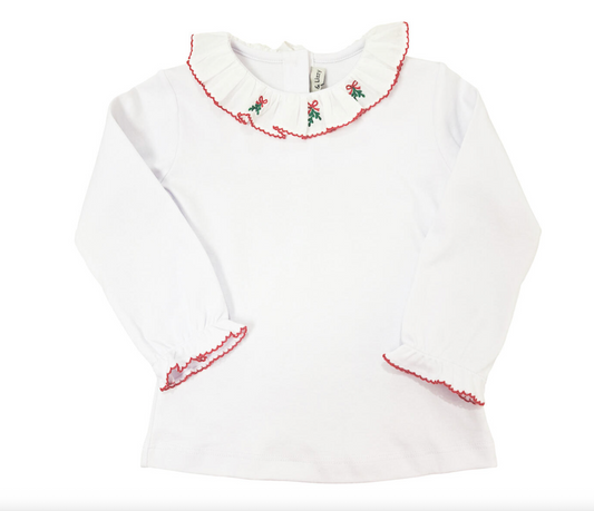 Christmas Bows & Mistletoe Girl's Pima Cotton Top