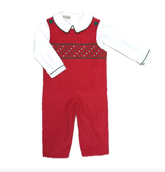 Red Corduroy Overall Set