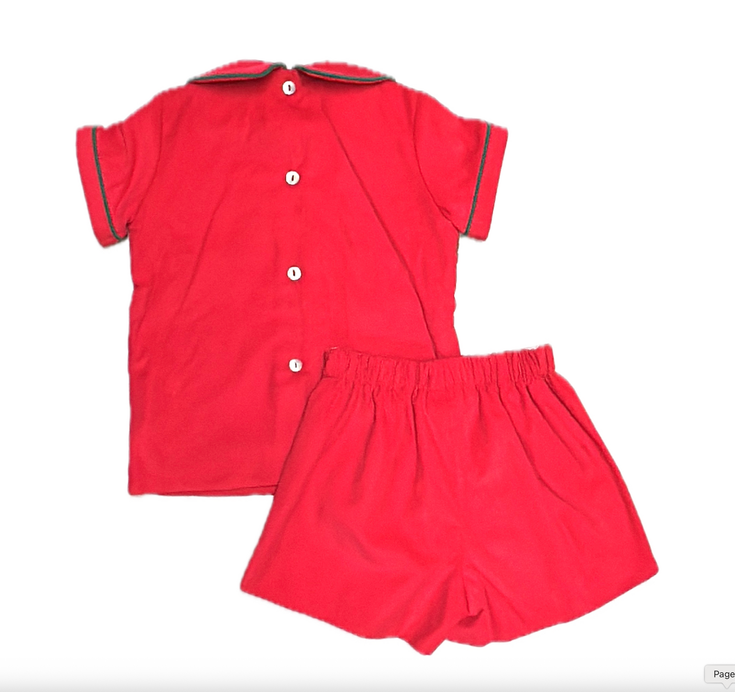 Boy's Christmas Classic Red Corduroy Short Set