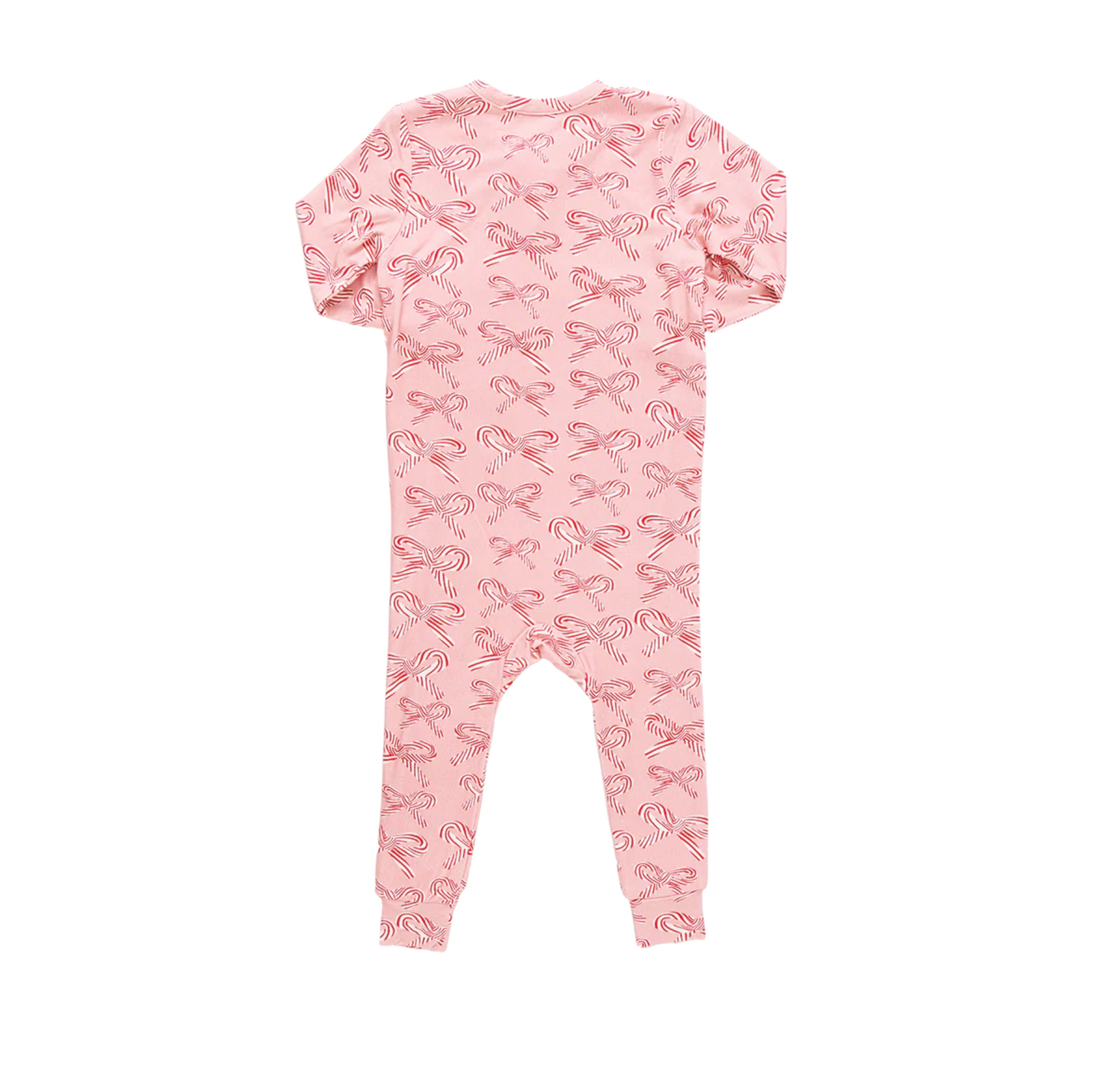 Pink Chicken Baby Ruffle Bamboo Romper - Candy Cane Bows