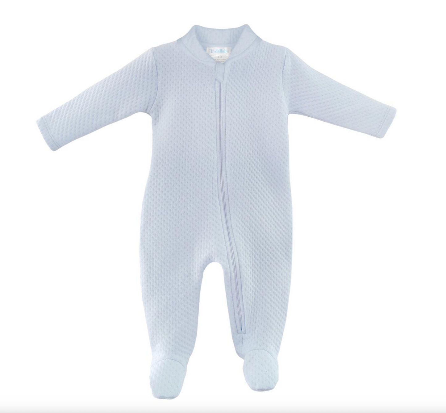Quilted Collection Zipper Footie - Light Blue