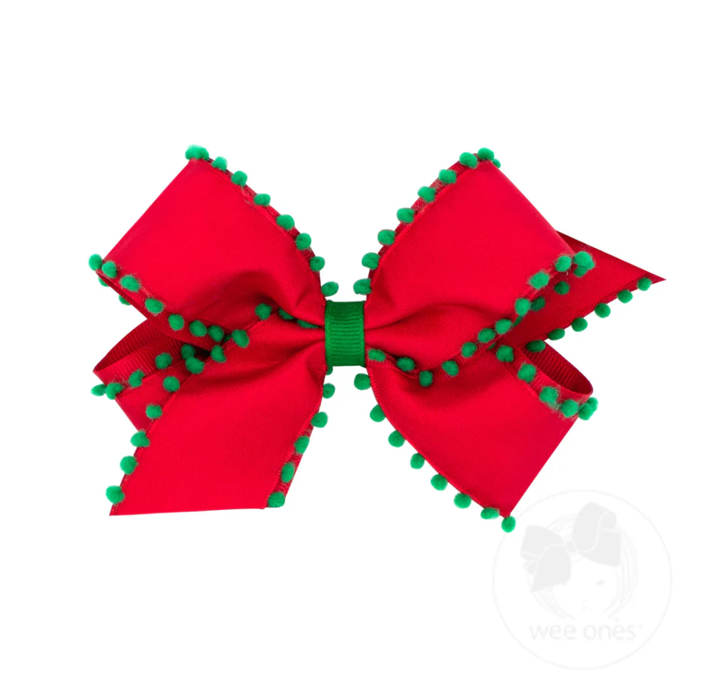 Medium Holiday Style Pom-Pom Edge Bow