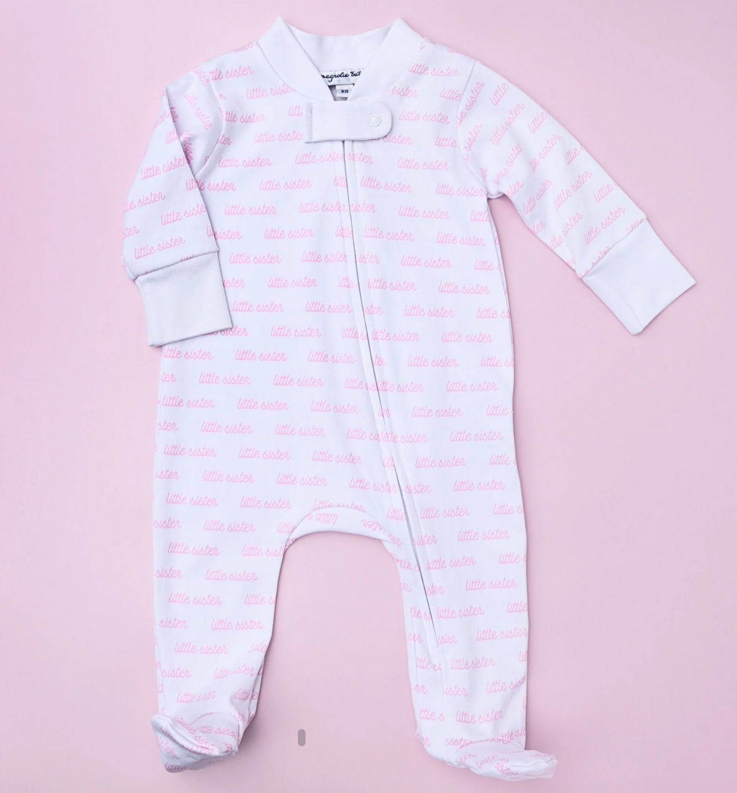 Little Sister Print Zip Footie