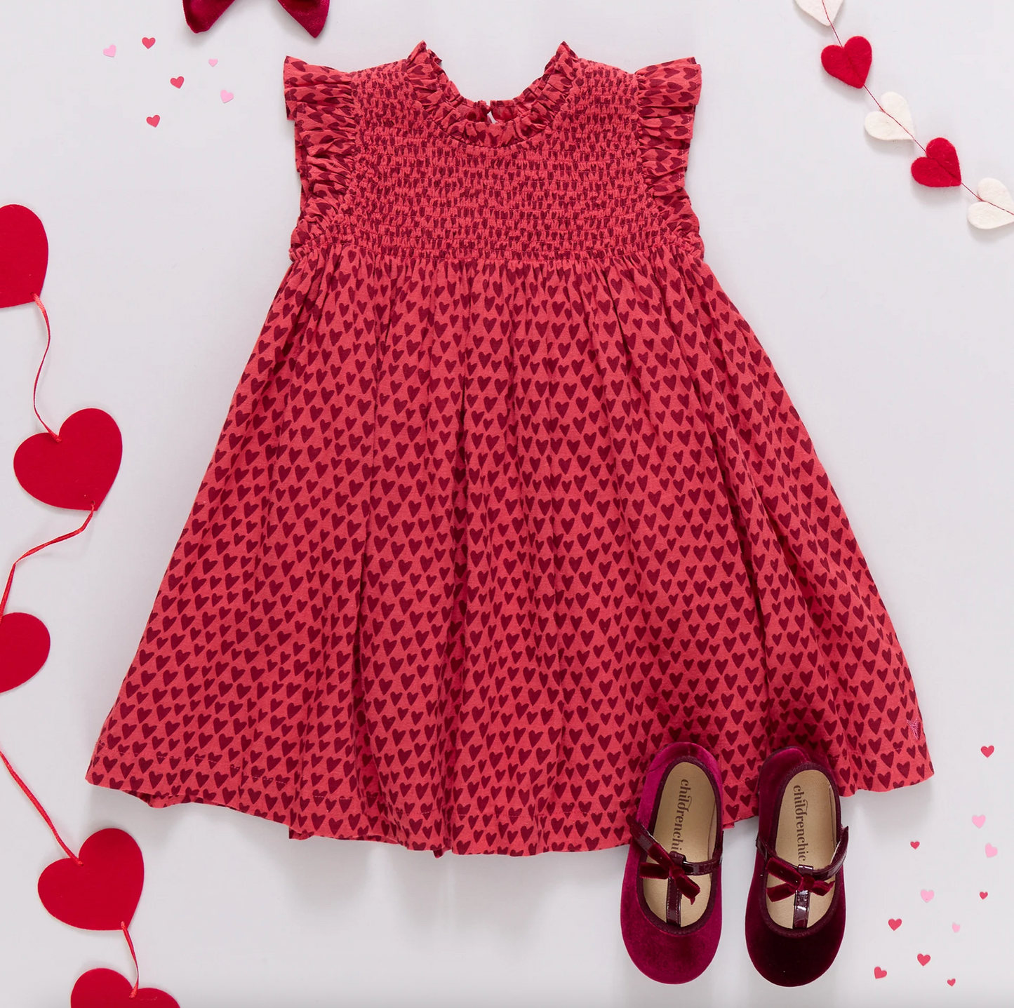 Pink Chicken Girls Stevie Dress - Red Mini Hearts