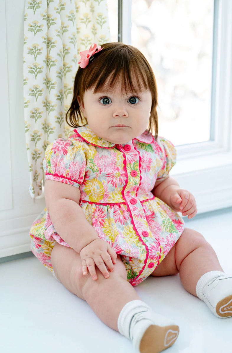 Colorful Floral Button Front Bubble