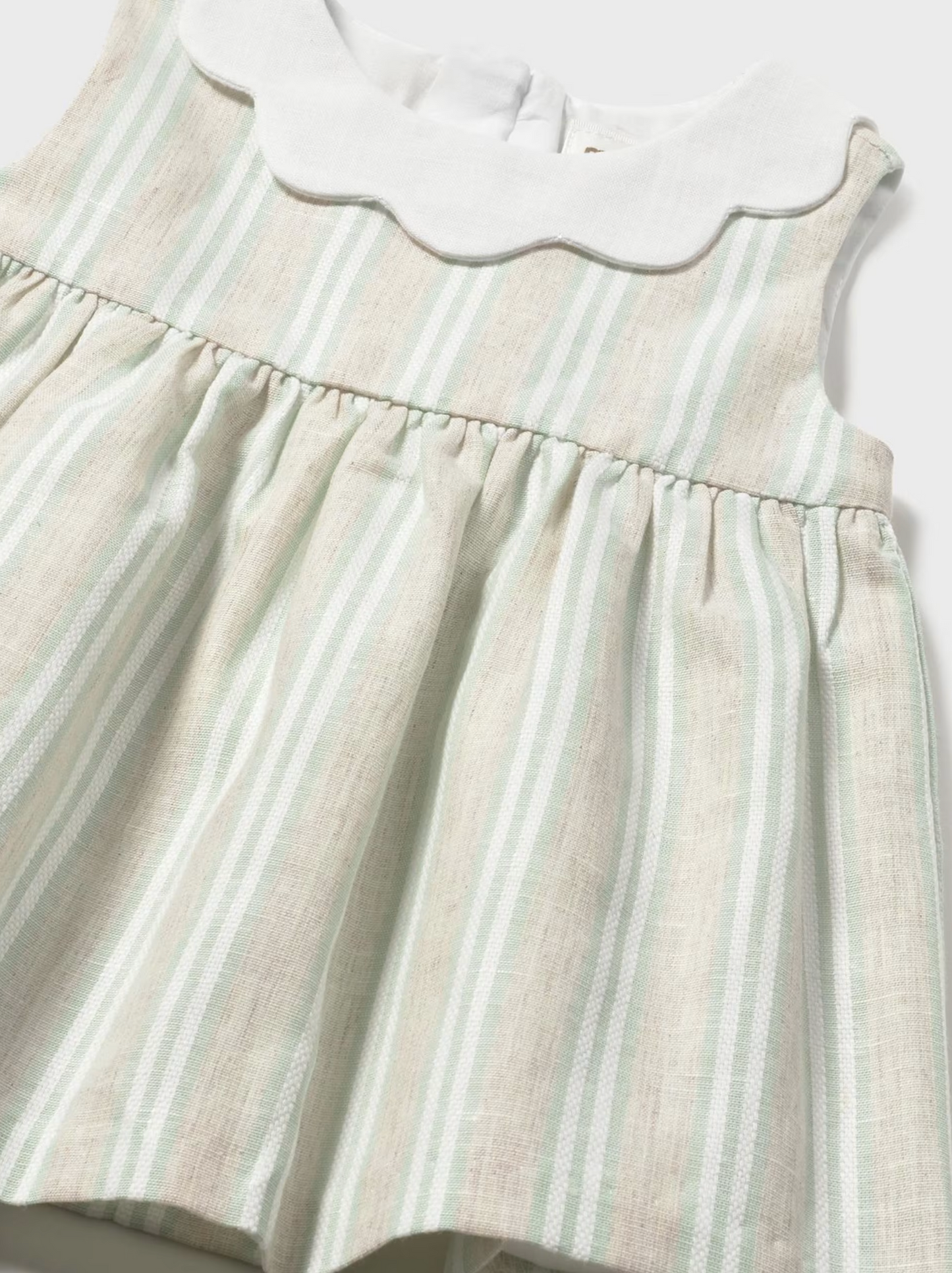 Baby Girl's Striped Linen Dress Aqua
