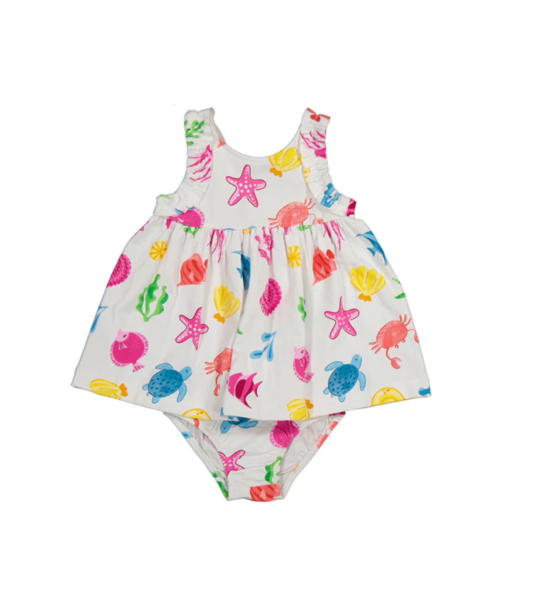 Beach Printed Dress With Matching Bloomer