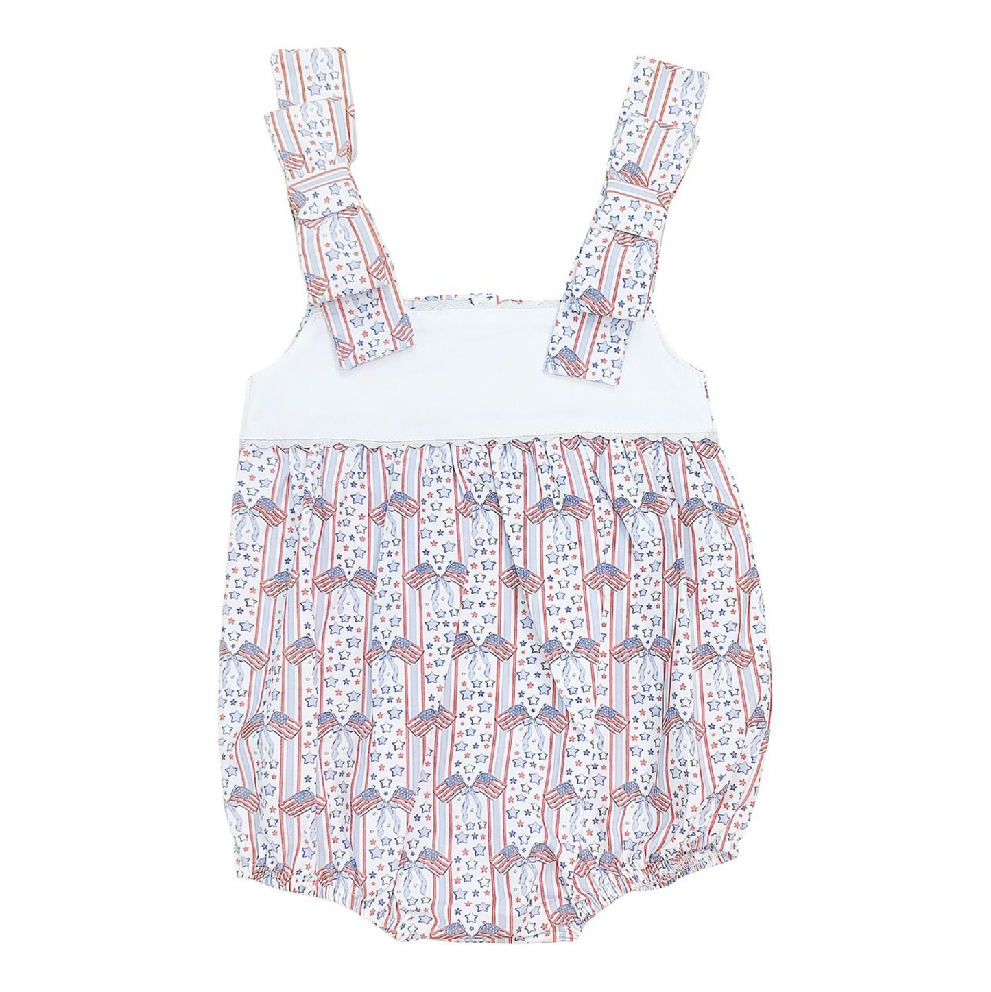 Patriotic Print Girl Bow Shoulder Bubble
