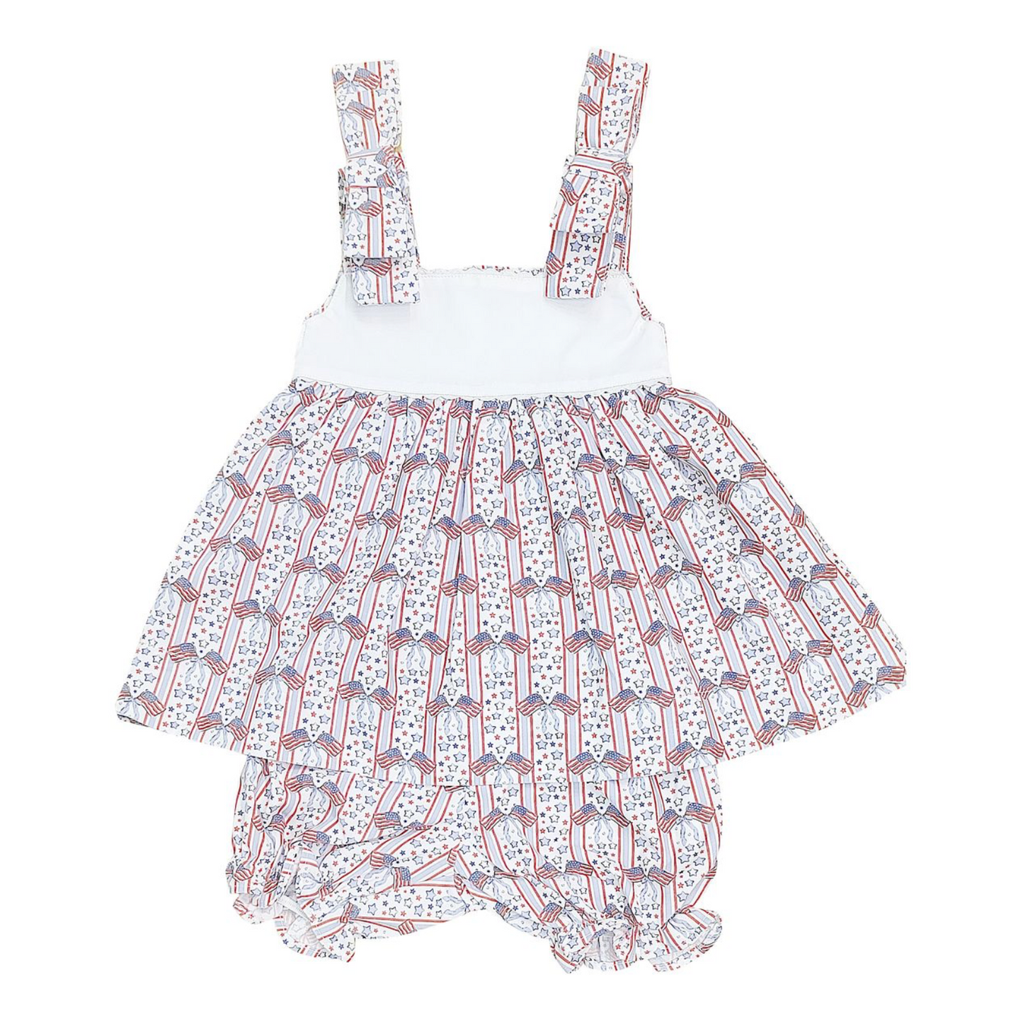 Patriotic Print Bow Shoulder Bloomer Set