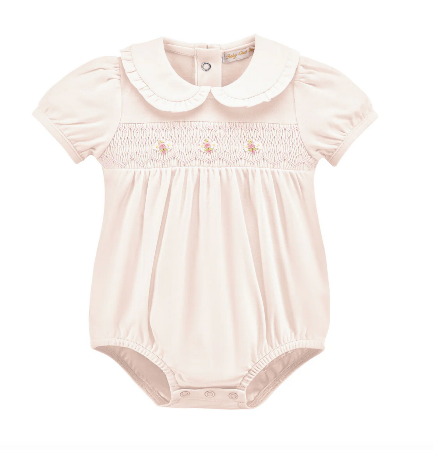 Hand Smocked Roses Pink Bubble