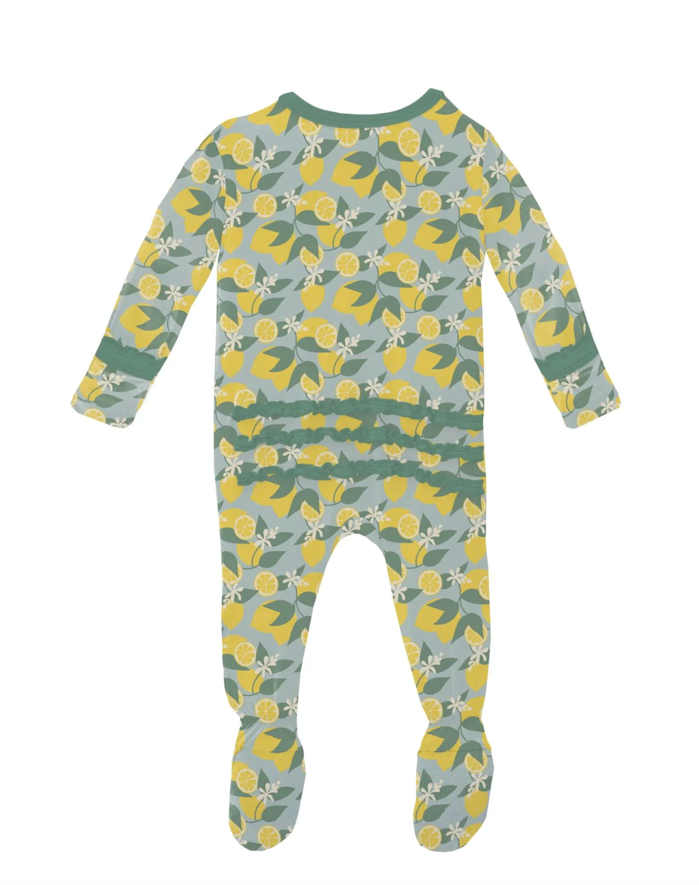 KicKee Pants Ruffle Footie Spring Sky Lemonade