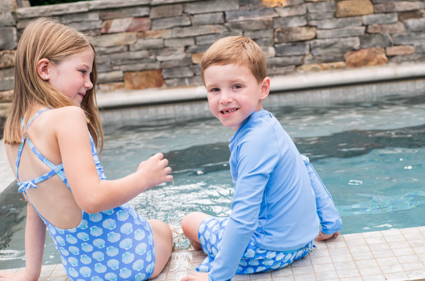 Girls' Bow Back One Piece Swimsuit - Marina Blue