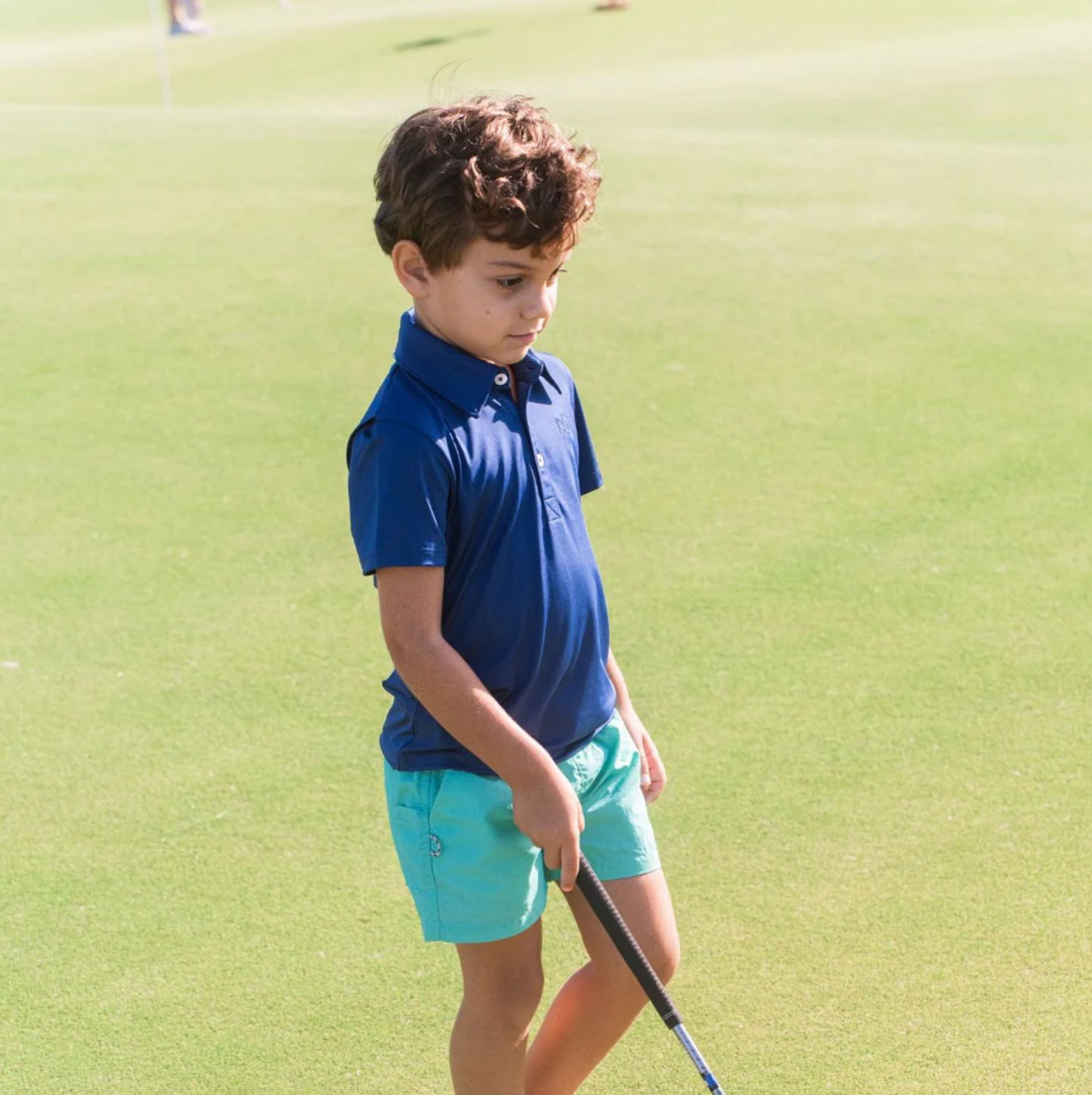 Navy Blue Peony Short Sleeve Pro Performance Polo