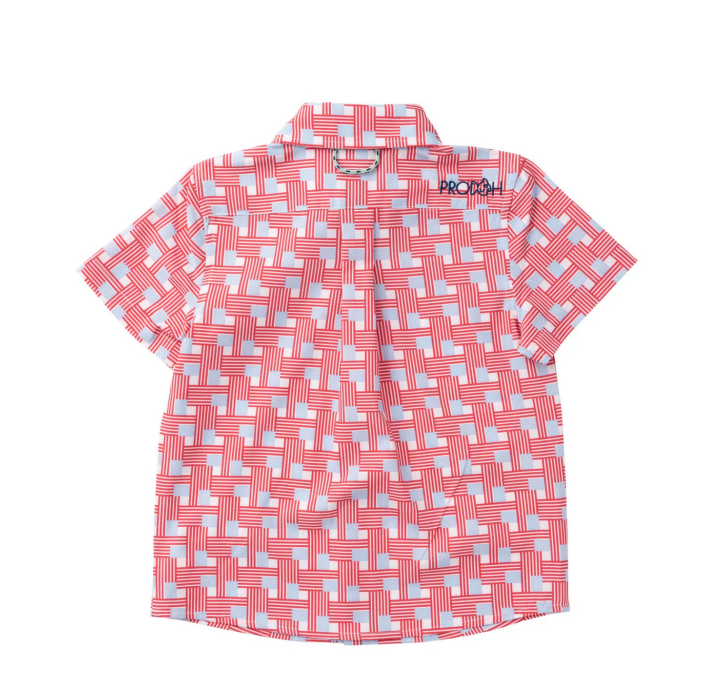 Short Sleeve American Flag Plaid Button Down Shirt
