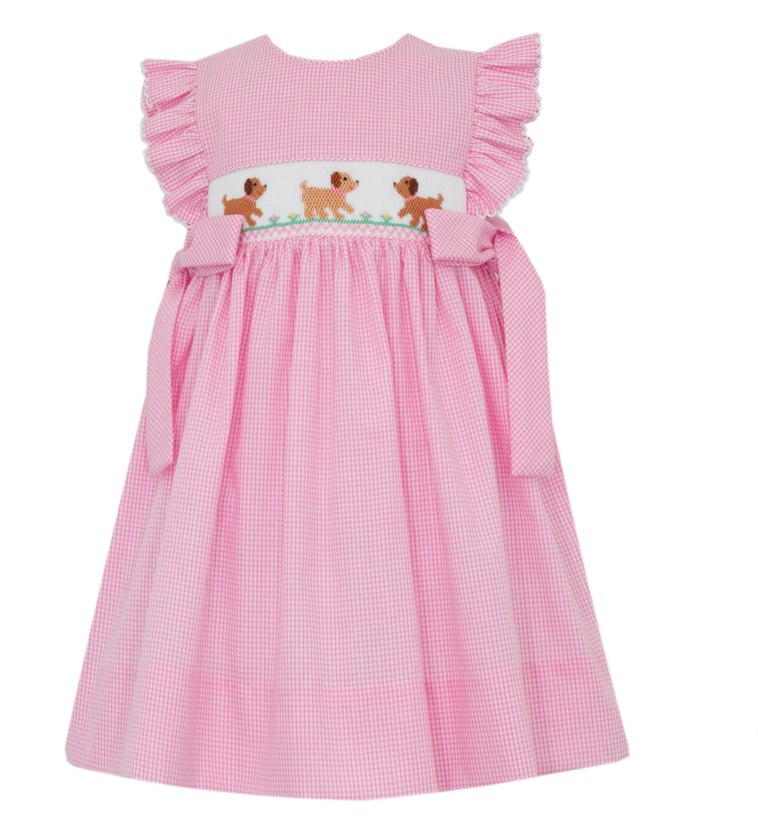 southern smocked dresses Puppies Pink Check Sleeveless Dress – Stork Baby and Children's Boutique Free People Onda Tube Size:7XL 23-23.5 ( 38/39) I Mom Smocked Dress MESH INSET