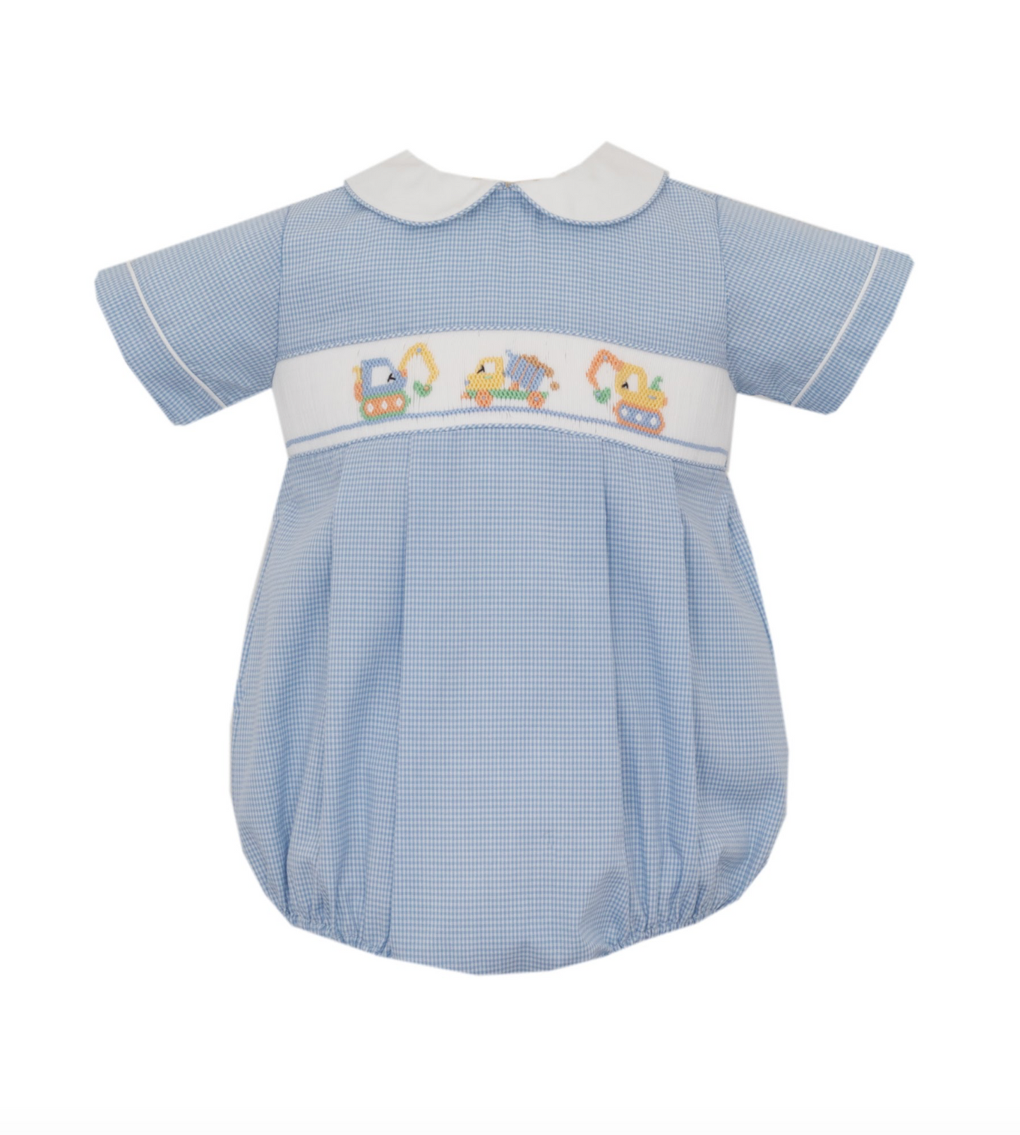 Blue Gingham Embroidered Truck Bubble