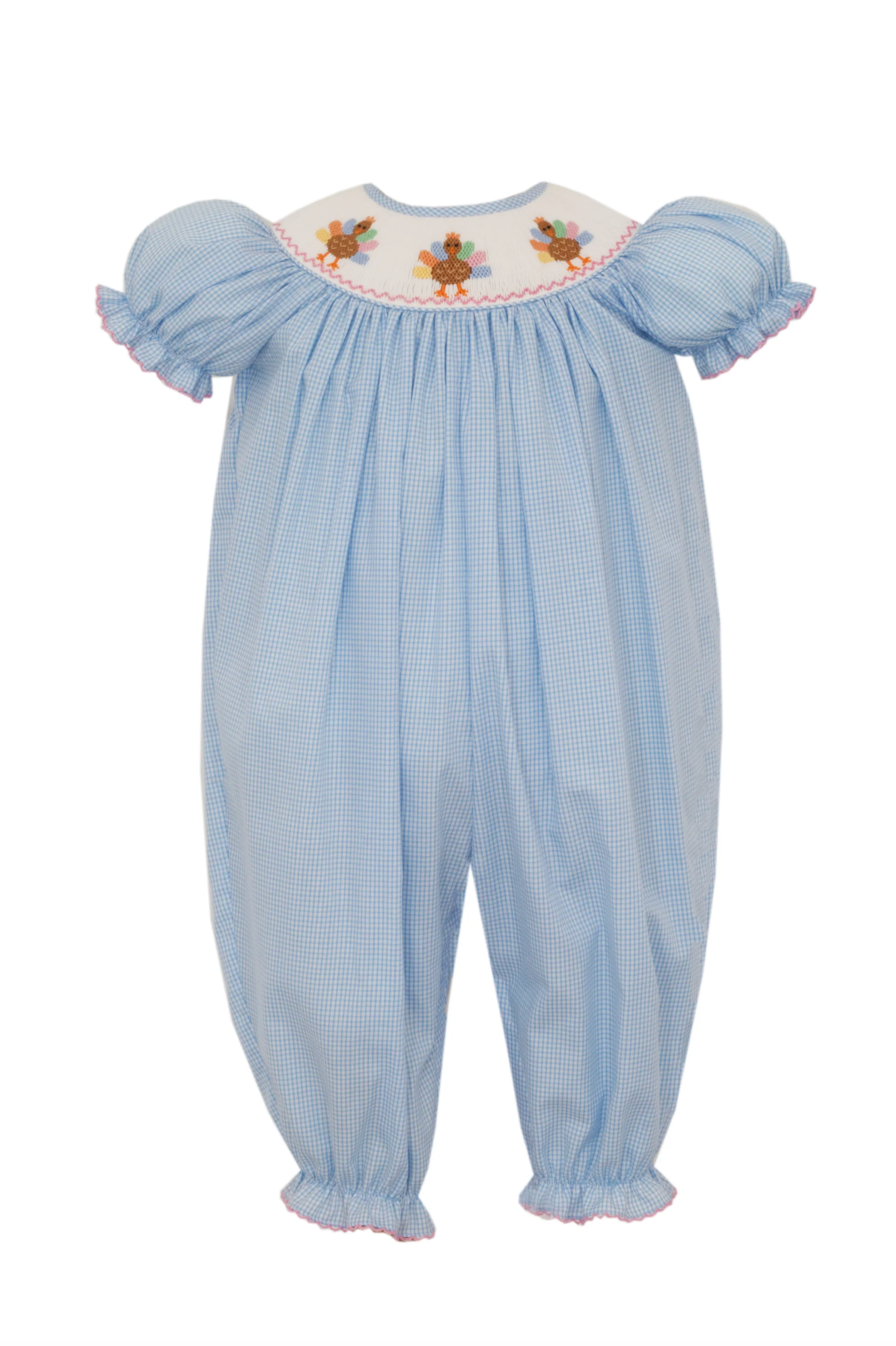 Turkey Blue Check Long Bishop Bubble