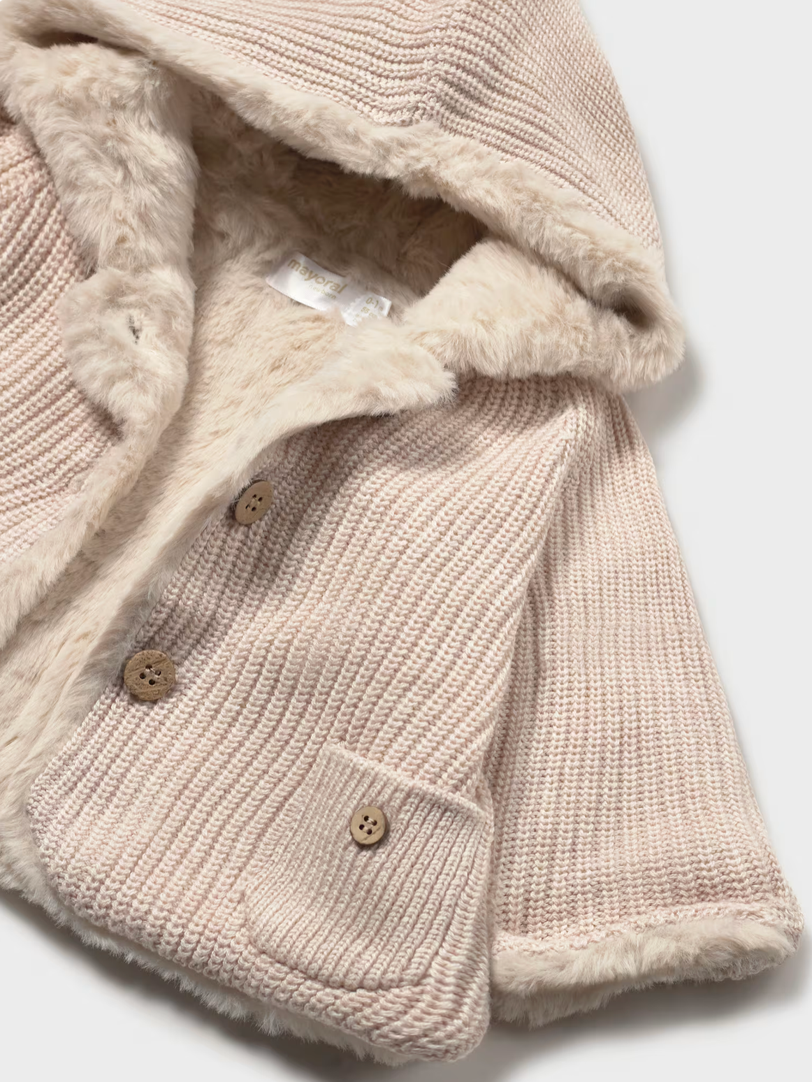 Baby Girl Pompom Knit Cardigan - Oat