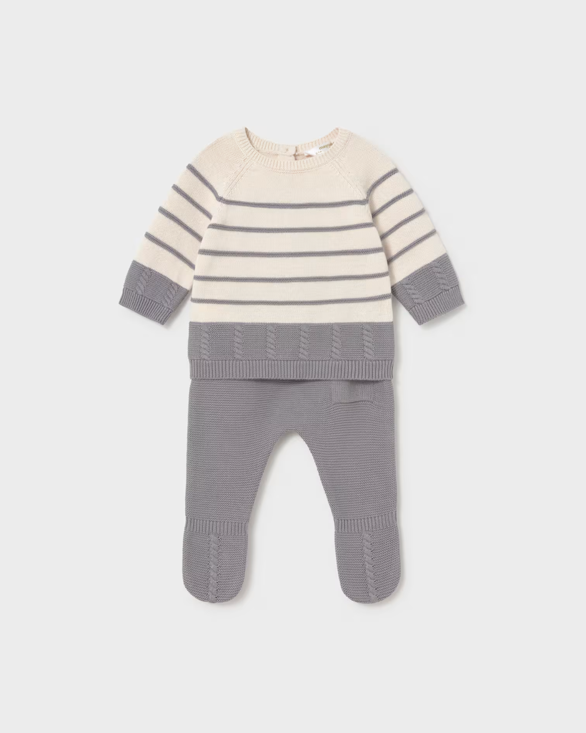 Cream and Grey Striped Sweater Set