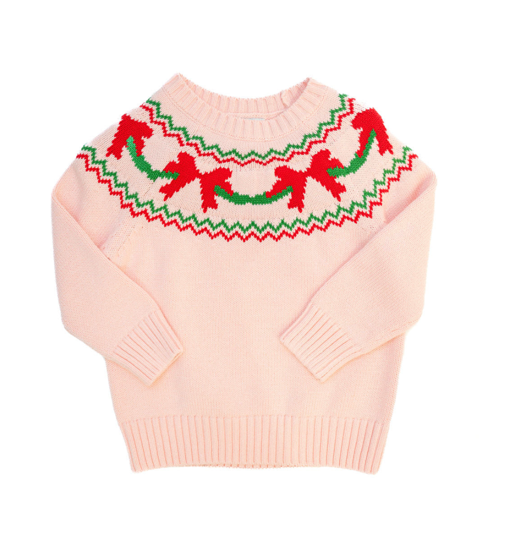 Pink Bow Garland Sweater