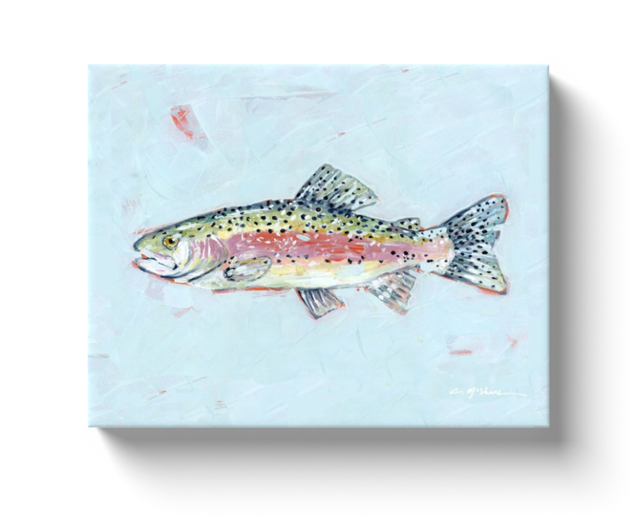 "Chasing Rainbows" Trout Fish Canvas