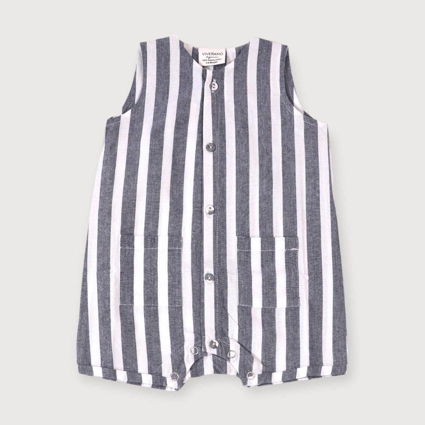 Blue Stripe Sleeveless Romper