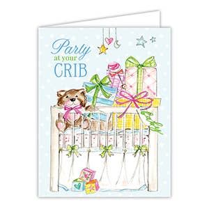 Party At Your Crib Baby Crib Full of Presents Greeting Card