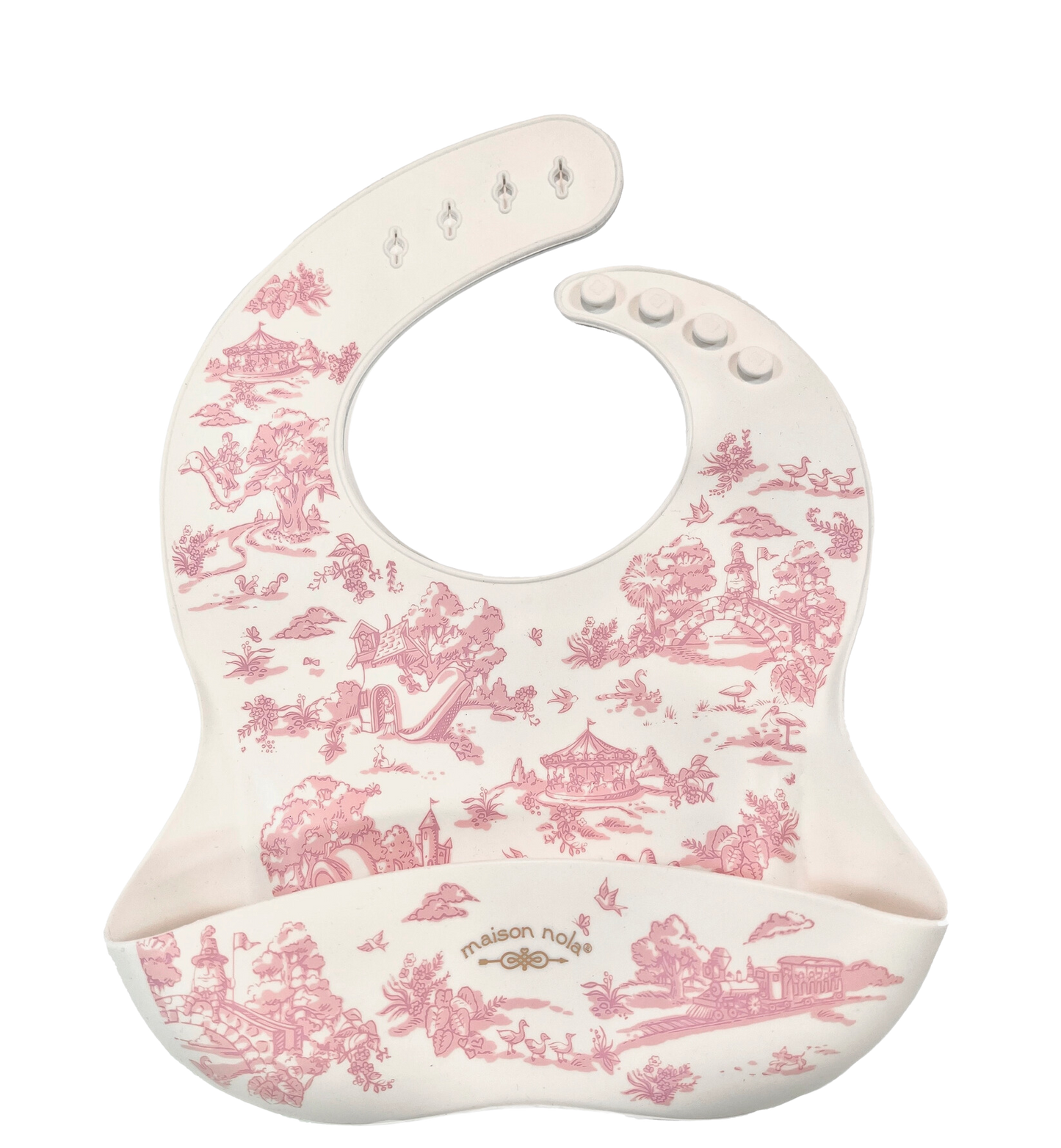 Storyland Toile Silicone Bib - Pink or Blue
