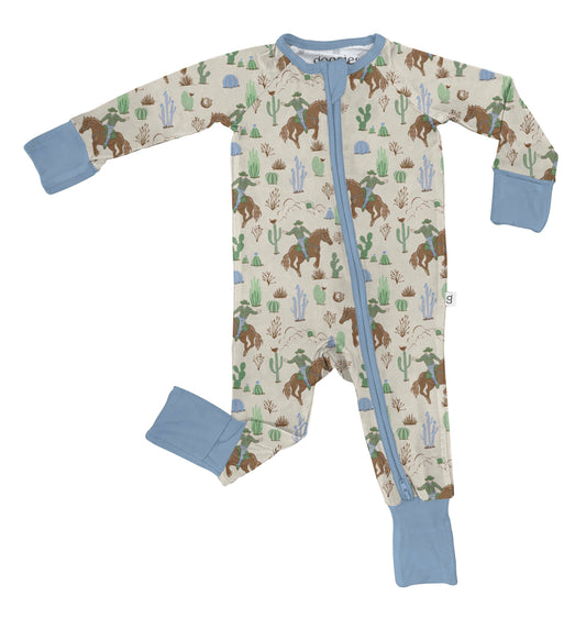 Saddle Up, Cowboy Toile Convertible Zip PJs