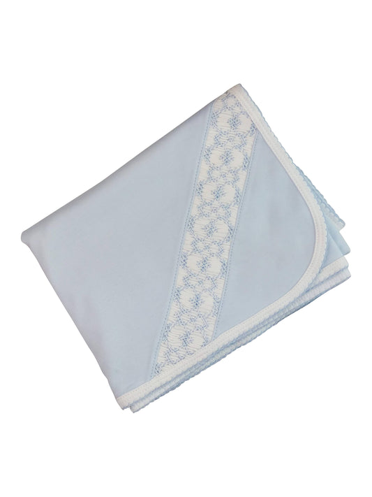 Baby Boy's Blue and White Smocked Blanket