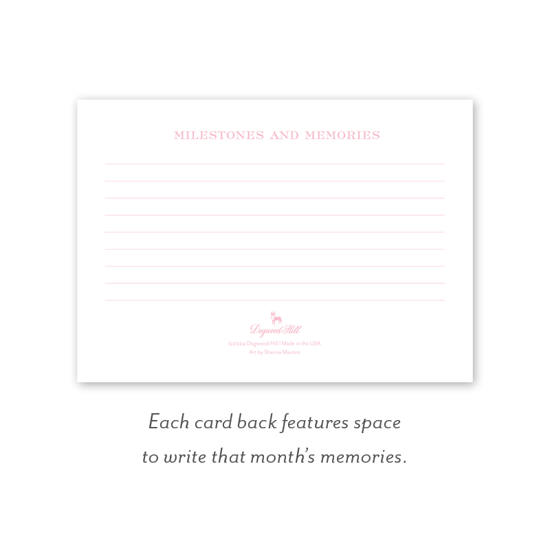 Cavalier Garden Gingham Pink Milestone Cards