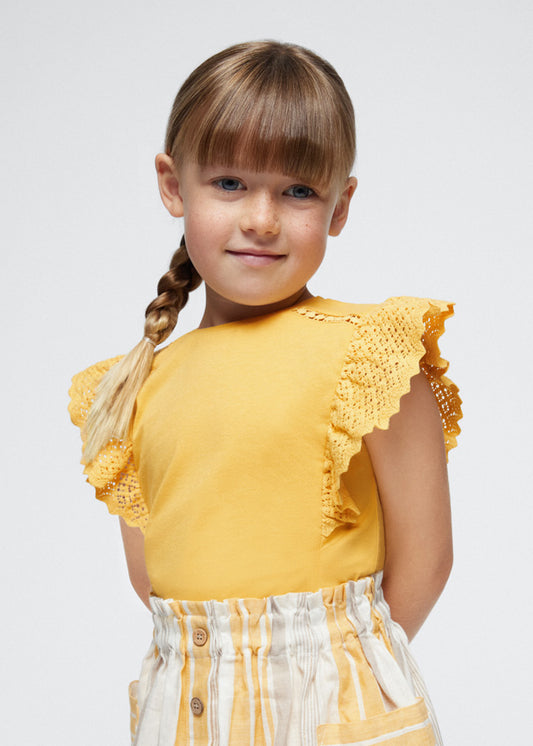 Lace Sleeve T-Shirt - Honey or Mauve
