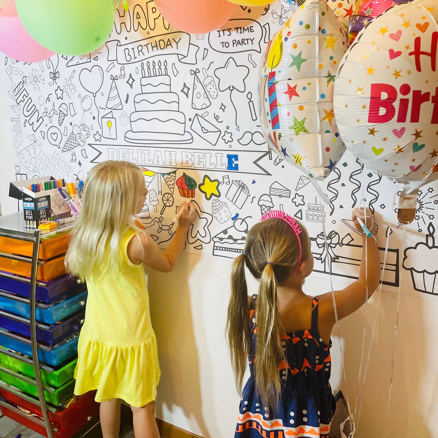 Happy Birthday Coloring Banner | Paper Tablecloth
