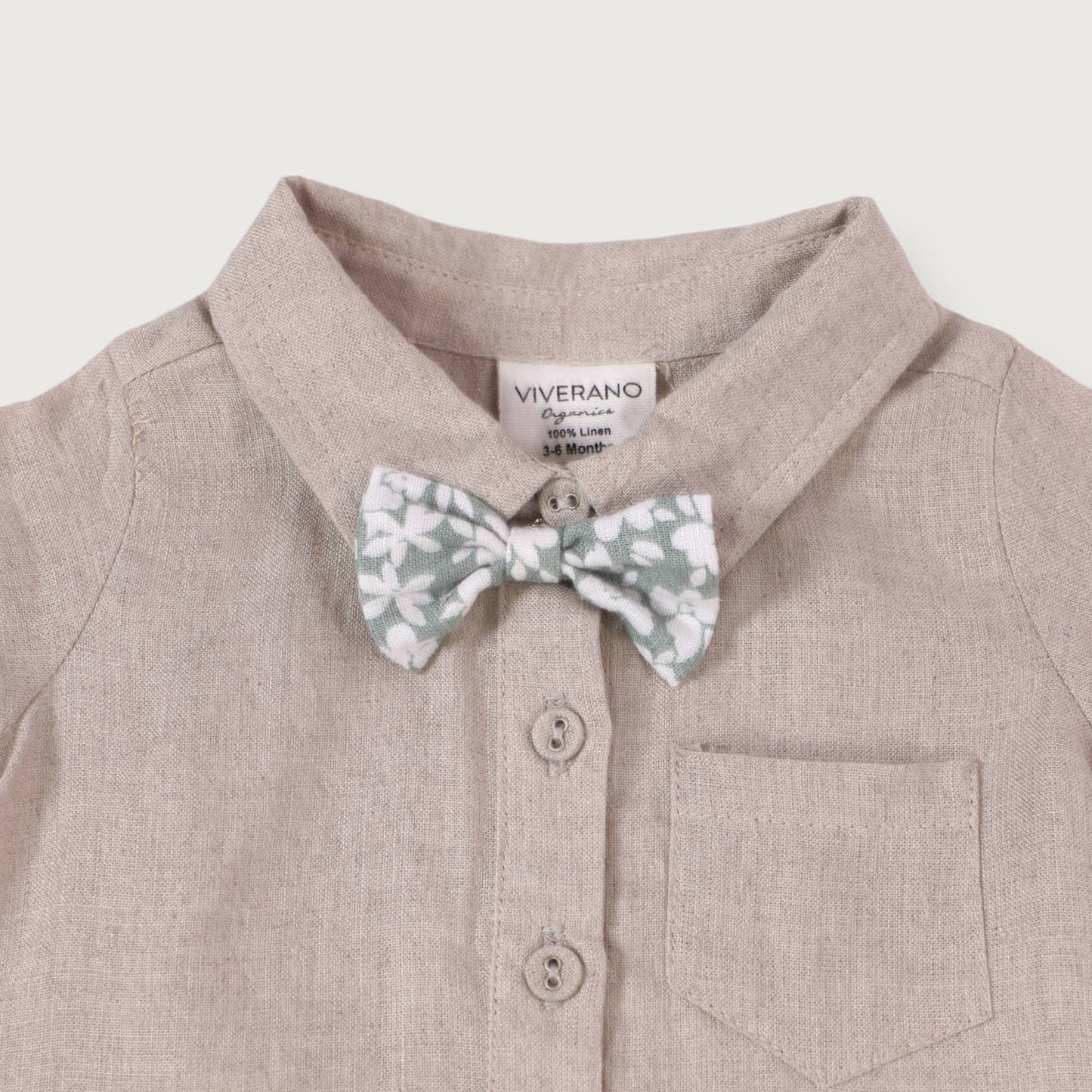 Bowtie Linen Baby Romper