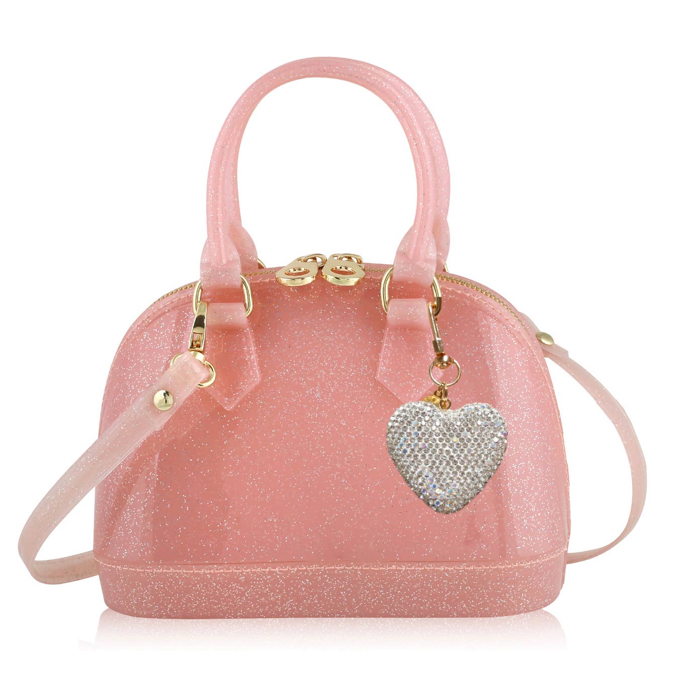 Cate Purse - Light Pink Sparkle Silver Heart Edition