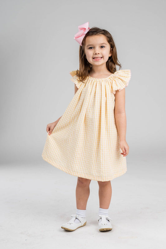 Judith Yellow Pink Check Dress