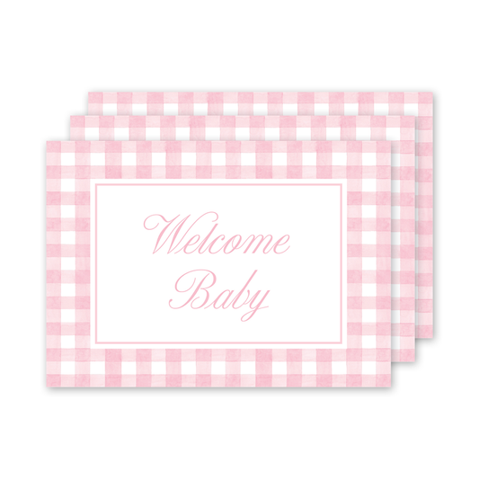 Cavalier Garden Gingham Pink Milestone Cards