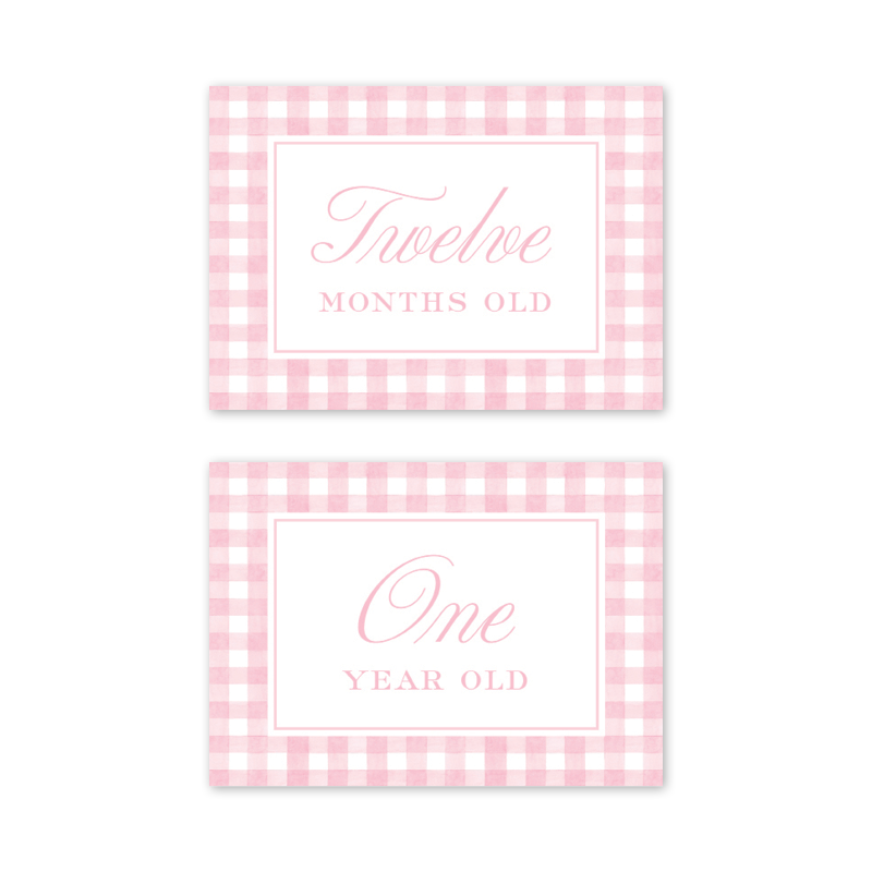 Cavalier Garden Gingham Pink Milestone Cards