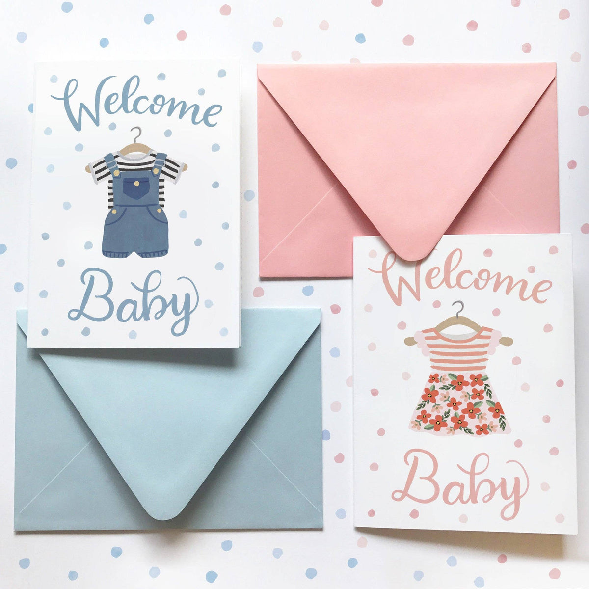 Welcome Baby Card - Pink or Blue