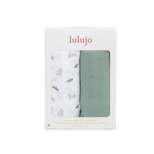 Lulujo Cotton Swaddles - Bunnies & Ferns