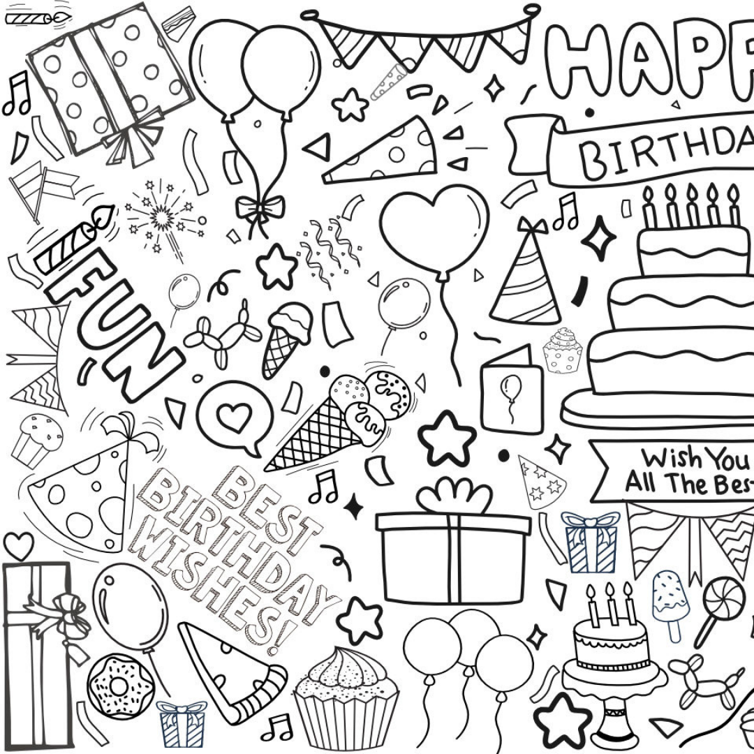 Happy Birthday Coloring Banner | Paper Tablecloth